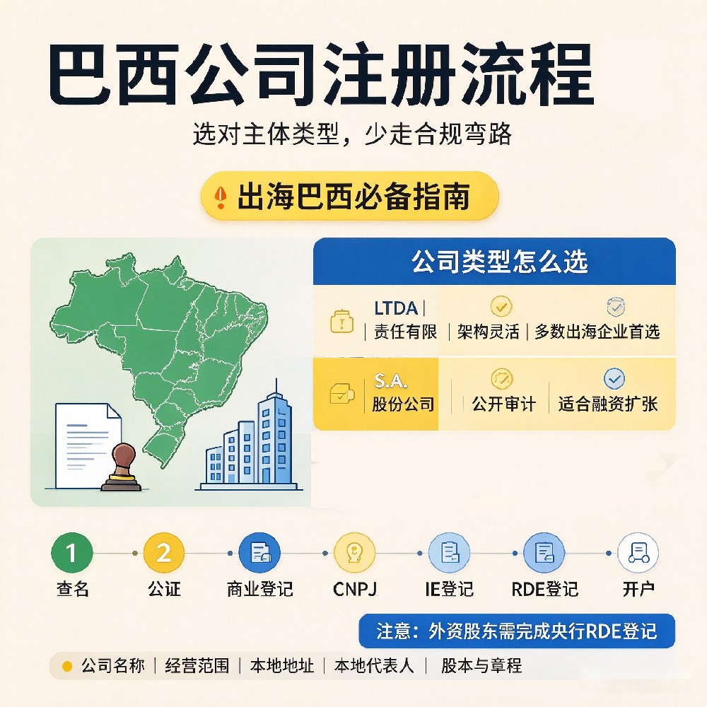 想做巴西市场？先搞懂巴西公司注册类型 + 办理流程📝